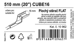 Stěrač FLAT BULK (CUBE16) 20