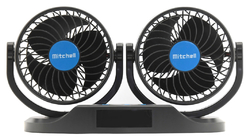 Ventilátor MITCHELL DUO 2x130mm 12V na palubní desku s teploměrem