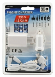 Nabíječka telefonu 220/12V (iPhone 4/5/6, micro USB, Nokia)