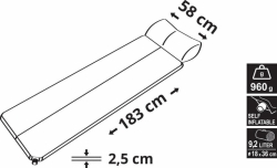 Karimatka samonafukovací 183x58x2,5cm s polštářem NAVY