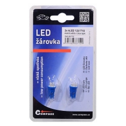 Žárovka 4LED 12V T10 modrá 2ks