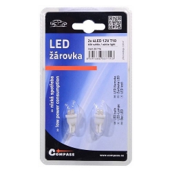 Žárovka 4LED 12V T10 bílá 2ks