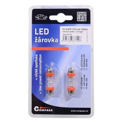 Žárovka 4LED 12V suf. SV8.5 38mm červená 2ks