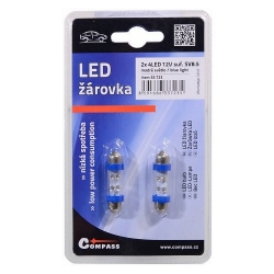 Žárovka 4LED 12V suf. SV8.5 38mm modrá 2ks