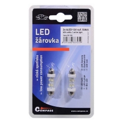 Žárovka 4LED 12V suf. SV8.5 38mm bílá 2ks