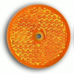 Odrazka kulatá s otvorem a samolepkou - oranžová 60mm