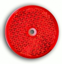Odrazka kulatá s otvorem a samolepkou - červená 60mm