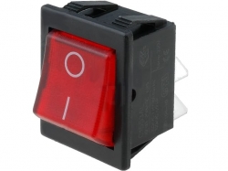 Vypínač kolíbkový 12V - červený