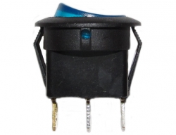 Vypínač kolíbkový, kulatý 12V - modrý