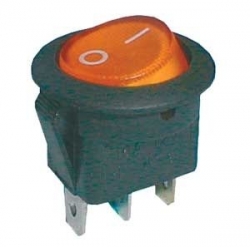 Vypínač kolíbkový, kulatý 12V - oranžový