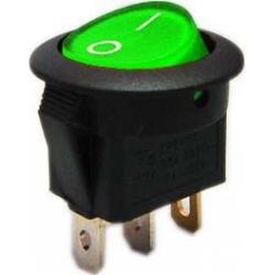 Vypínač kolíbkový, kulatý 12V - zelený