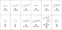 Vruty samořezné, šrouby, matice a podložky sada 347 ks