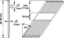 Hřebíky nastřelovací 3 x 50 mm 34° 500 ks