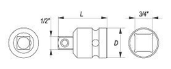 Nástavec adaptér 3/4